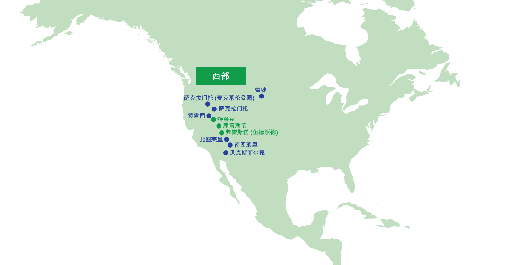 北美洲地图:西部